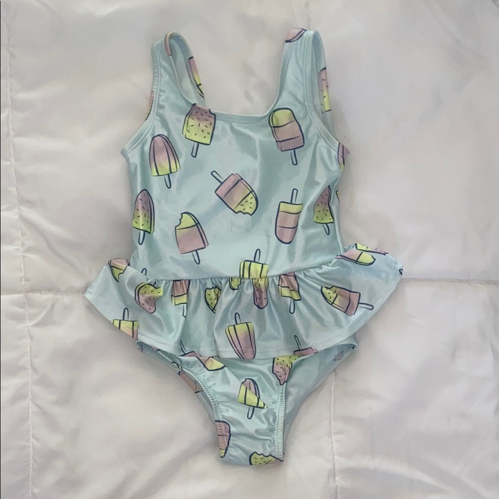 Gap Girls One Piece Summer Popsicle Bathing Suit Blue Pink Ruffle Size 5T New